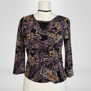 Vintage Notations Womens Y2K Babydoll Top Size M Whimsigoth Grunge Fairy Stretch